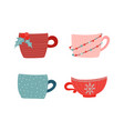 collection hot drinkcups and mugs vector image
