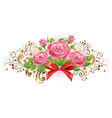 horizontal vignette of roses and golden curls vector image vector image
