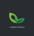 leaf eco spoon fork logo restaurant vector image vector image