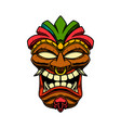 tiki tribal wooden mask design element for logo vector image
