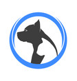 black silhouette of dog and white cat isolated vector image vector image
