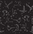 hand drawn artistic single line birds seamless vector image