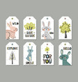 cute rabbits gift tags set in scandinavian vector image
