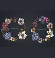 dark floral wreath of anemone lavender rosemary vector image