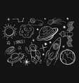 hand drawn doodles cartoon set of space vector image