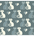 seamless of a pair of cats and hearts vector image vector image