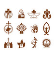 christian religion jesus cross bible dove icons vector image