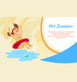 girl in lifebuoy hot summer vacation sea vector image