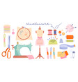 large set colored needlework icons vector image