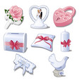 set wedding accessories isolated on white vector image