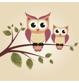 two owls on the tree vector image vector image