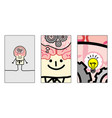 zoom inside cartoon clever man head vector image
