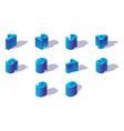 blue isometric numbers sequence from zero to nine vector image