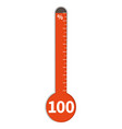 percentage thermometer red scale with 100 percent vector image