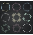set of chalk drawing floral borders frames vector image