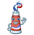 toothpaste tube cartoon with braces vector image vector image
