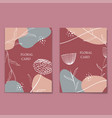 floral line art minimal flat style cards set vector image vector image
