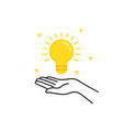 yellow bright bulb in black thin line hand vector image vector image