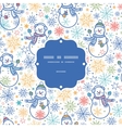 cute snowmen frame seamless pattern background vector image