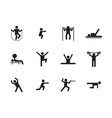 sports workout icons silhouette set fitness vector image vector image