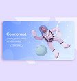 astronaut character exploring outer space cartoon vector image vector image