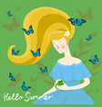 beautiful girl with butterflies on her head vector image