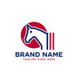 horse head line logo design vector image
