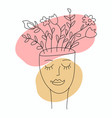 girl with flowers in her head style line vector image