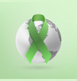 green ribbon with monochrome earth icon vector image vector image