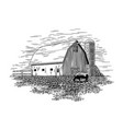 old milk barn and cow vector image vector image
