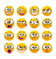 cartoon funny yellow faces comic emoji set vector image