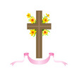 festive floral composition with cross ribbons vector image