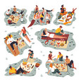 people gathered on picnic friends spending vector image