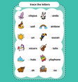 trace the letters exercise vector image vector image