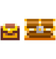 wooden closed chest for pixel-game design pixel vector image