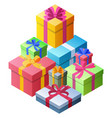 a lot gift boxes different sizes and colors vector image vector image