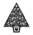 folk-christmas-tree-card-2-black vector image