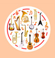 musical instruments on round shape vector image