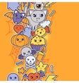 seamless halloween kawaii pattern with sticker vector image vector image