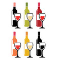 set colorful icons red wine bottles vector image