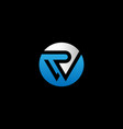simple circle silver blue initial letter wr logo vector image vector image