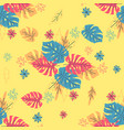 seamless pattern with tropical leaves hand drawn vector image