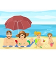 family at tropical beach sunbathing vector image