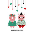 couple of pigs in love vector image