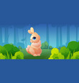 cute hare or bunny on glade in forest vector image