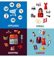 set of flat colorful woman and appliance shopping vector image
