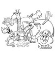 cartoon safari animals coloring page vector image