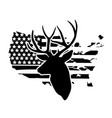 distressed american flag deer head on grunge vector image