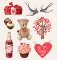 set of romantic items for valentine day vector image vector image