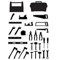 black silhouette set tools vector image